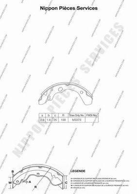 NPS M350A14 Комплект гальмівних колодок