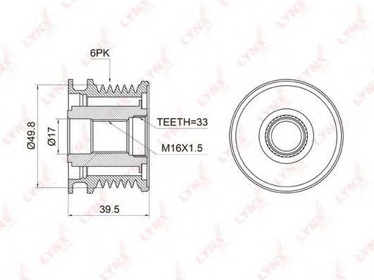 LYNXAUTO PA1005 Механізм вільного ходу генератора